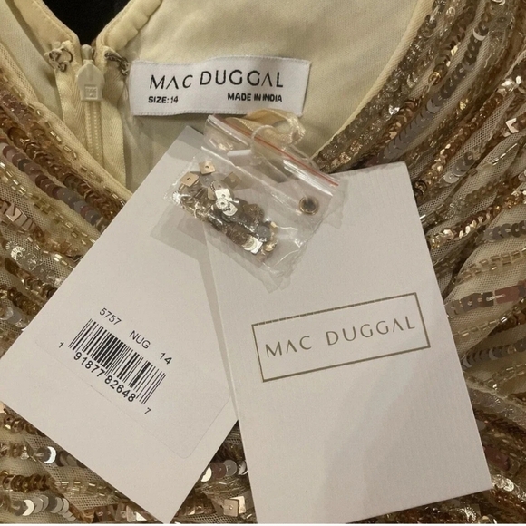 Mac Duggal Gold sequin High Low Dress - Picture 10 of 12